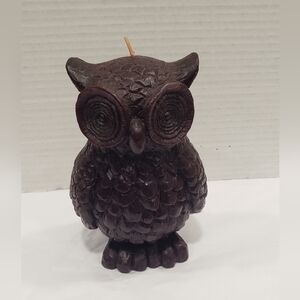 Vintage Brown Maroon Molded Wax Owl Candle